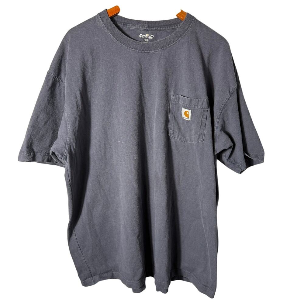 Carhartt Pocket T Shirt Blue 2XL Used Worn Distressed Workwear Original